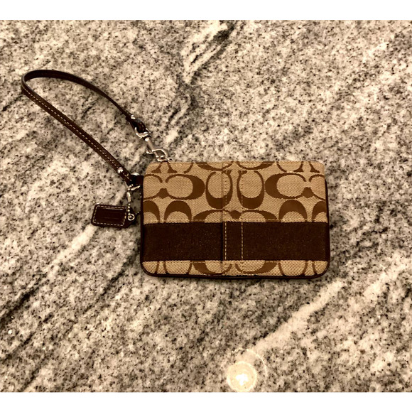 Coach Signature Brown Wristlet - Picture 2 of 4